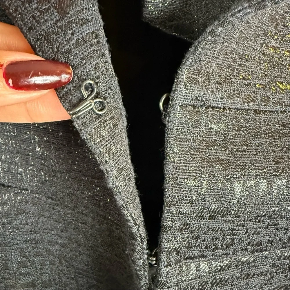 White House Black Market Metallic Black Blazer size:2